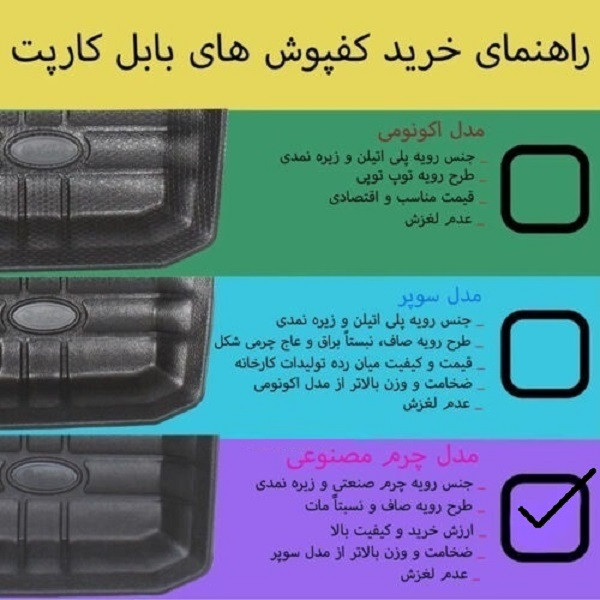 کفپوش سهبعدی سه تکه خودرو بابل کارپت مدل 1578 مناسب برای سمند ، پژو 405 و پژو پارس